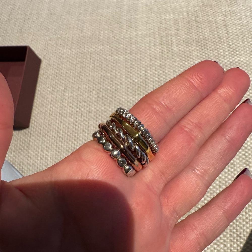Chic Silver, Gold, and Rose Stacked Rings - Picture 3 of 5